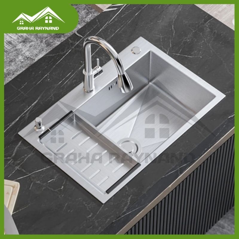 Paket Kitchen Sink 1 Lubang Silver Edition | Ukuran 52 cm × 43 cm