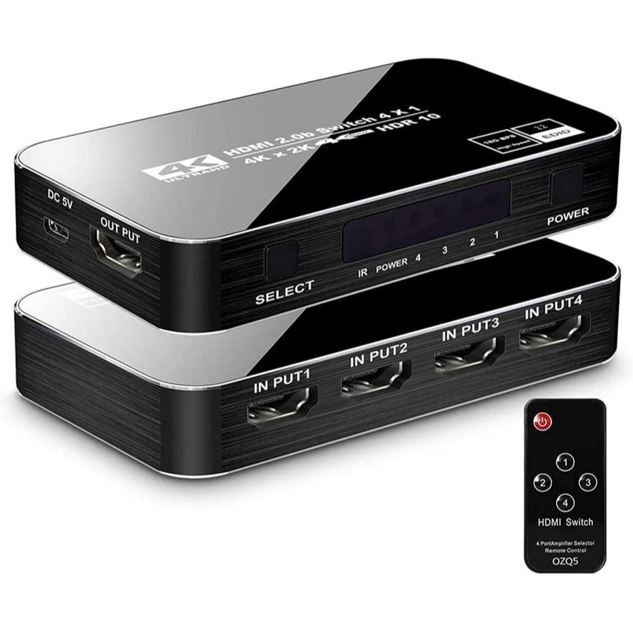 AVPRO SWI41-A HDMI Switcher 4 Port HDMI 2.0 4K HDR With Remote BLACK