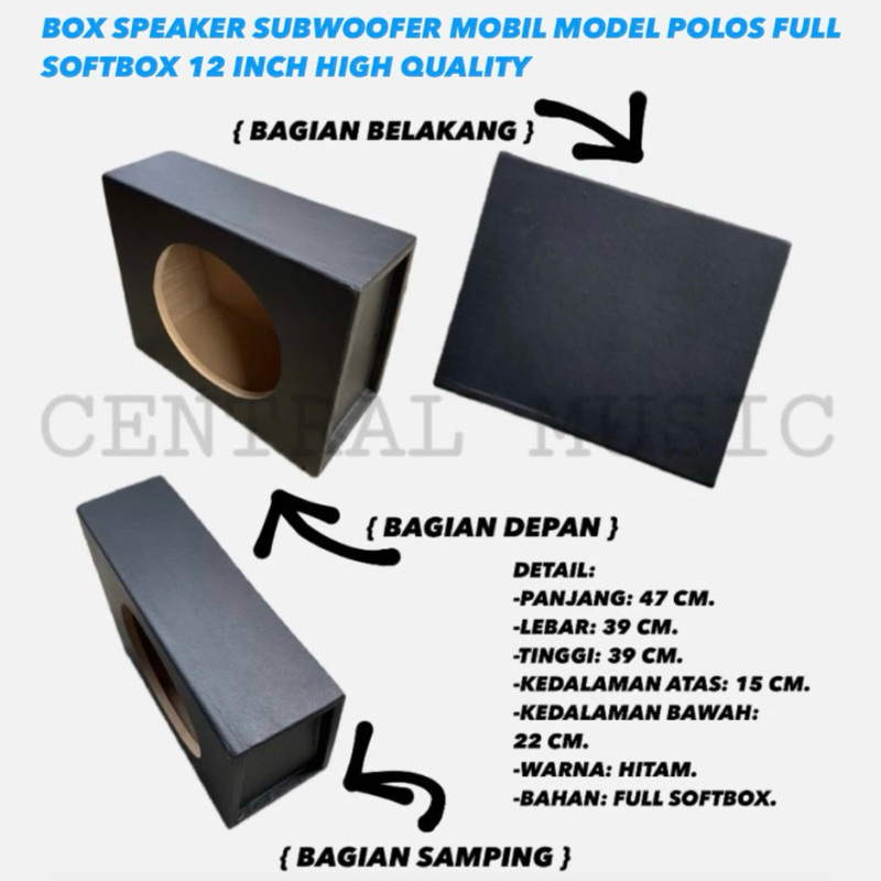 BOX SPEAKER SUBWOOFER AVANZA UKIR 12" INCH HITAM POLOS SOFT BOX HIGH QUALITY