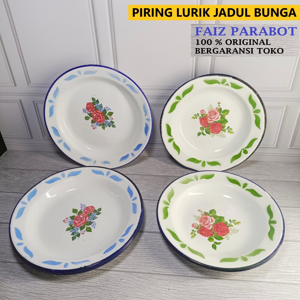 Piring Makan Lurik Jadul BUNGA / Piring Makan / Piring Seng Blirik