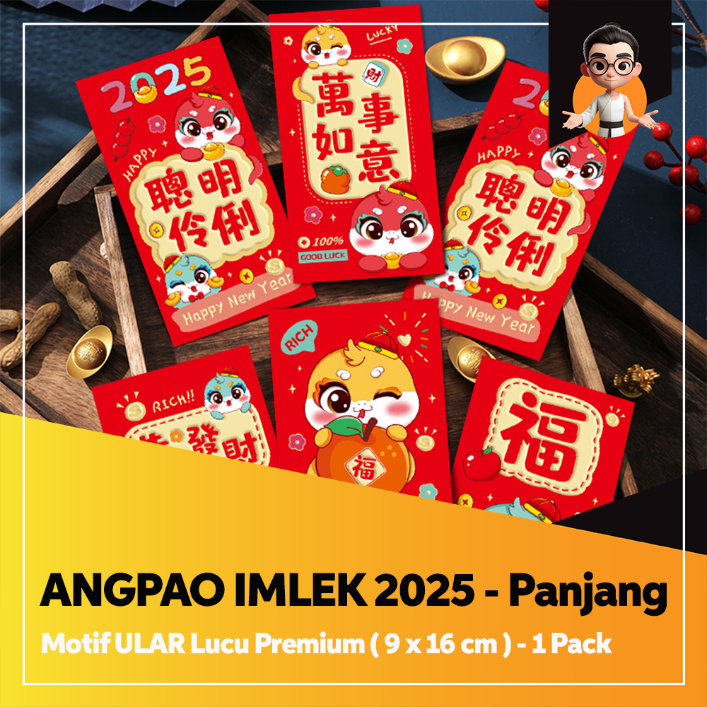 

ANGPAO Imlek 2025 ULAR Panjang Murah isi 6 Mix / Ampao Sincia 2025 Pemium Lucu