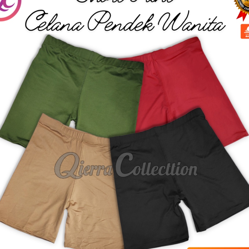 KI3 Celana Dalaman Ketat Sport Stretch Short Pants Legging Wanita Polos Pendek Lejing Perempuan Olah