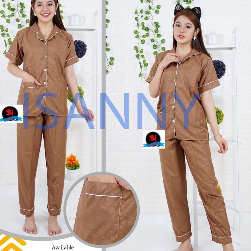 KP8 ISANNY PIYAMA SET SATEN EMBOS SIZELBAJU TIDURPIYAMA DEWASAREAL PICT