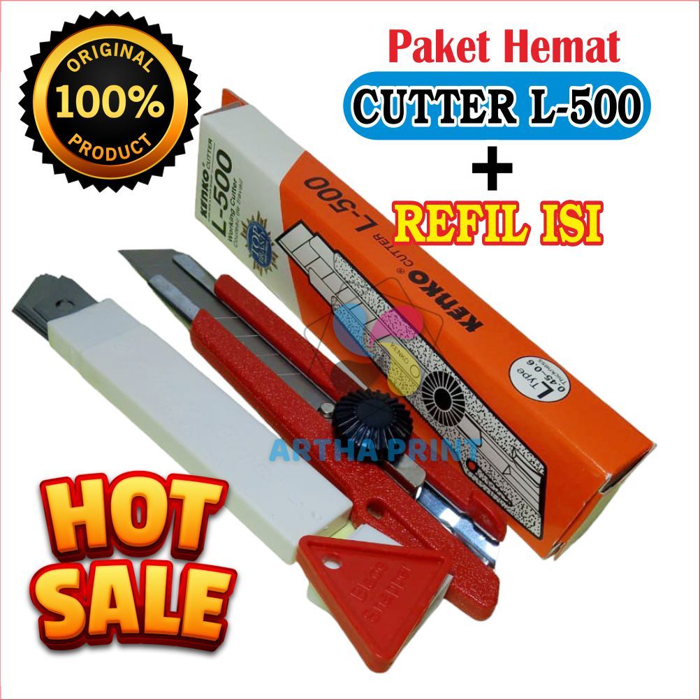 

PROMO PAKET CUTTER + REFIL ISI KENKO CUTTER KENKO L-500 CUTTER BESAR (18 Mm Blade)