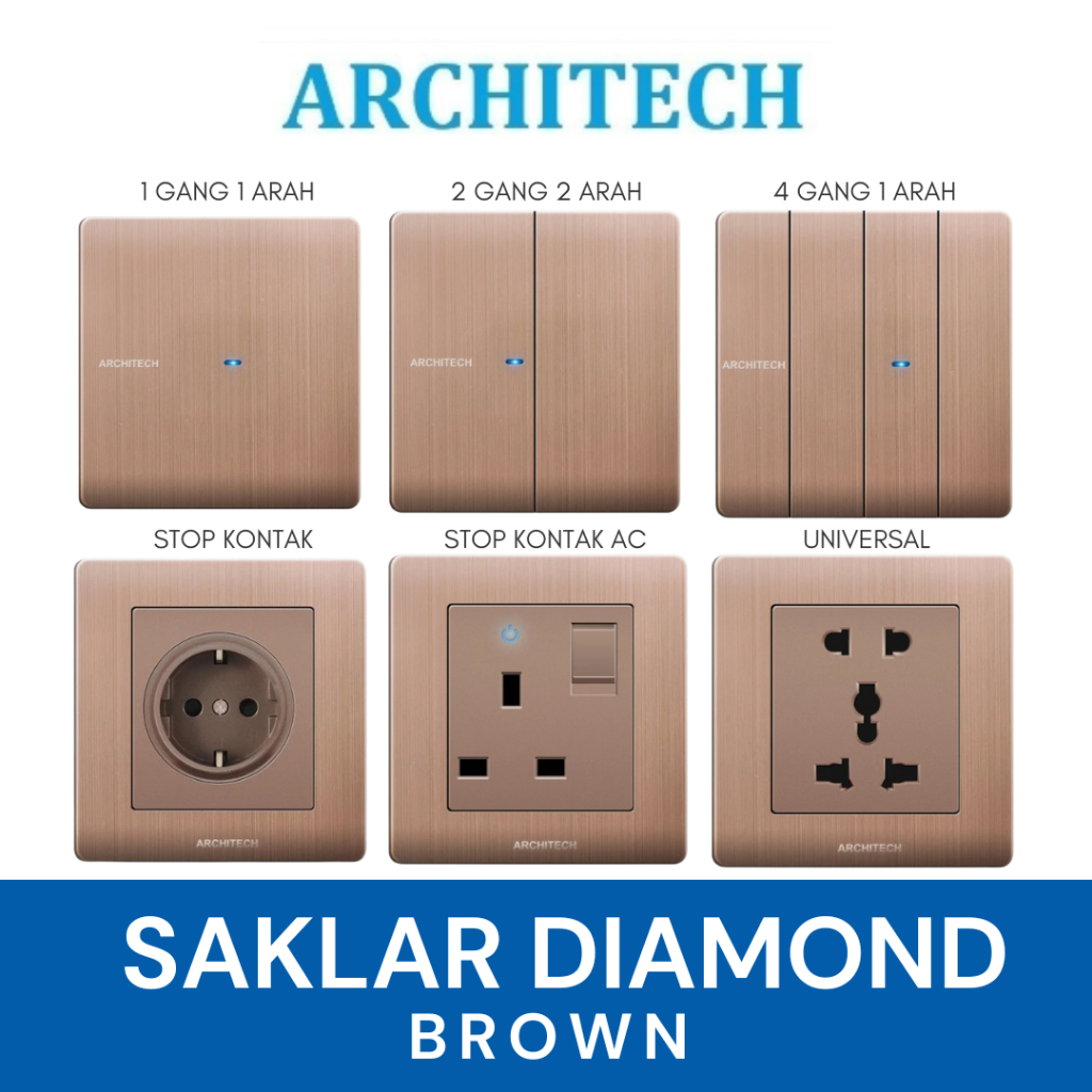Architech - Diamond Brown Saklar Lampu / Saklar Architech / Saklar lampu / Saklar lampu rumah / sakl