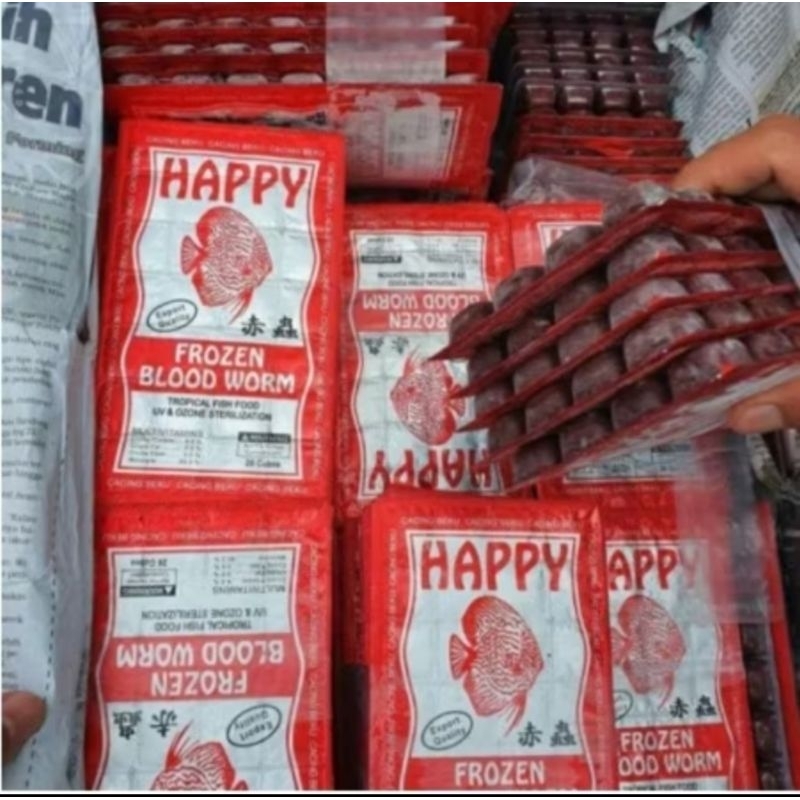 Cacing beku Happy 100gr pakan burayak channa cupang predator glowfish ikan hias kecil