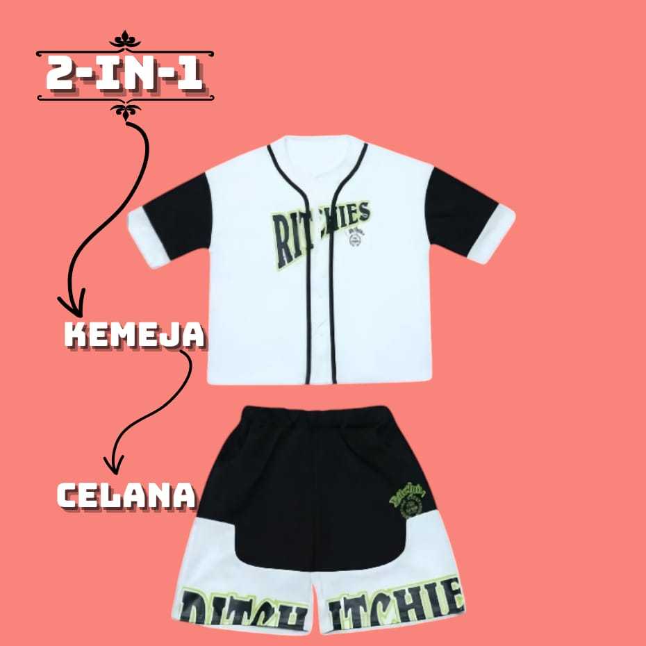 HANSOL Baju Base ball Anak 2IN1 Korea Style Hip Hop Perempuan&LAKI LAKI Usia 4 14 Tahun