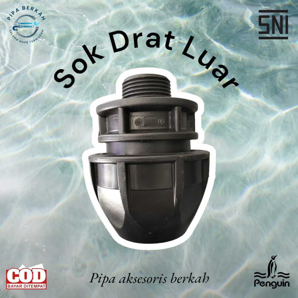 Male threaded adaptor 20mm x 1/2 inch /sok drat luar pipa hdpe