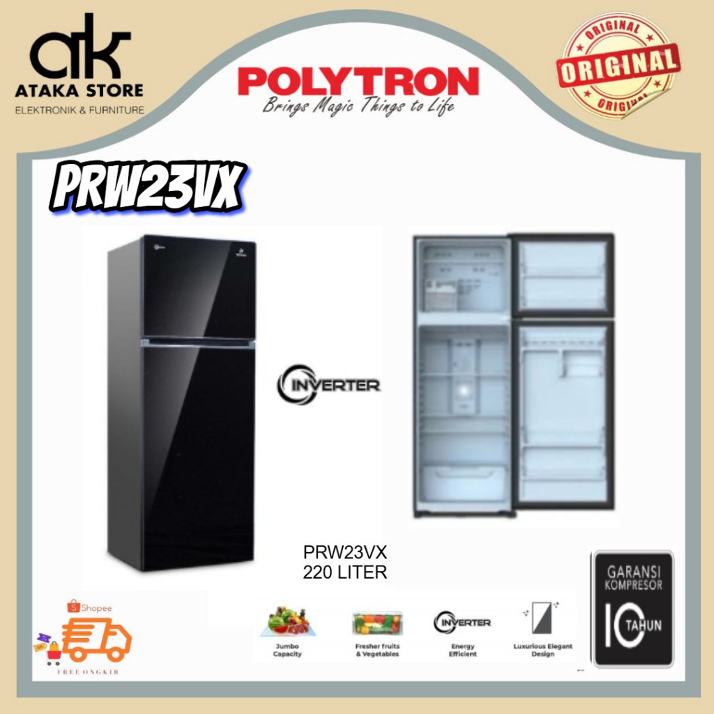 KULKAS POLYTRON 2 PINTU PRW29VX Inverter Kulkas 2 Pintu Polytron Kulkas Dua Pintu 220 LITER