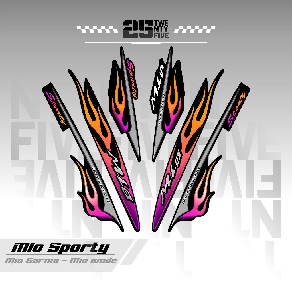 STRIPING MIO SPORTY API/VARIASI 4/DASAR HITAM/STIKER MIO SPORTY/MIO SMILE/STRIPING MIO API/STIKER MO