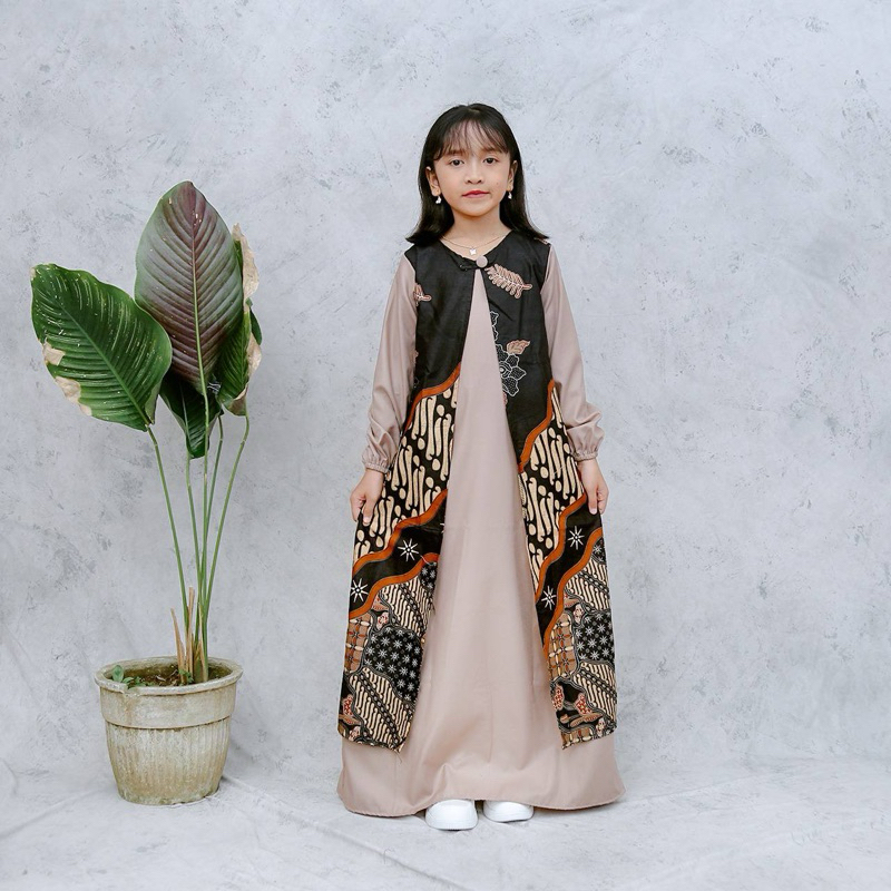 Gamis Batik Fashions Anak Perempuan Kombinasi Gamis Lebaran 2024
