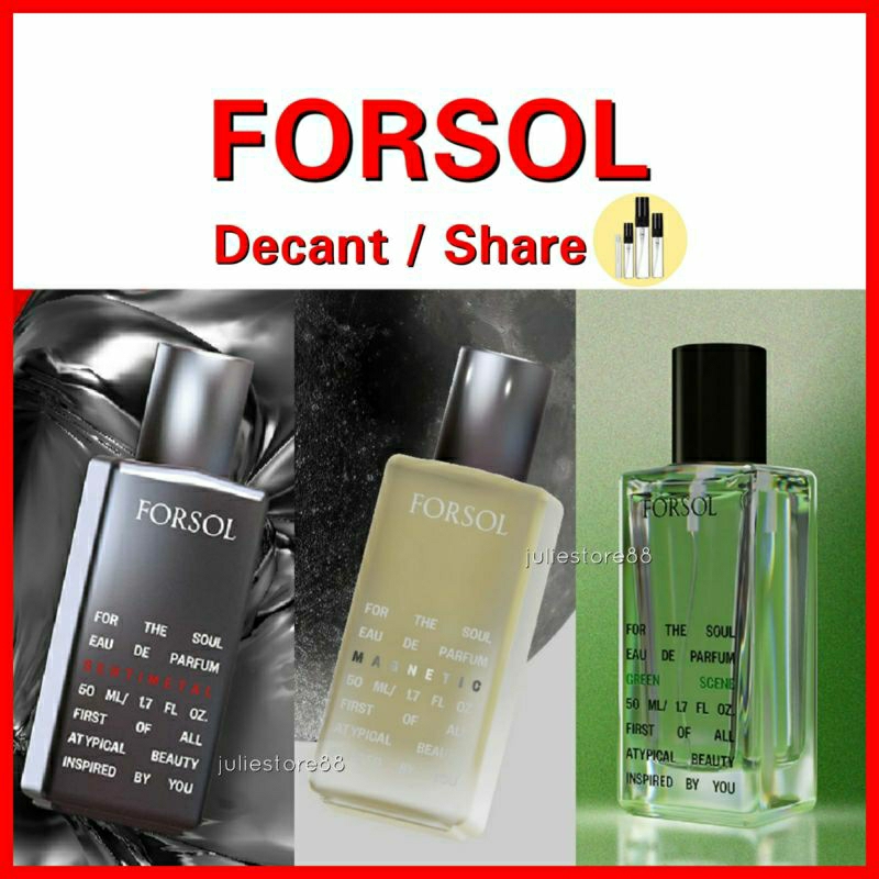 Decant / Share FORSOL Eau De Parfum Sentimetal Magnetic Charmomile Green Scene Rose Pepper Scissors