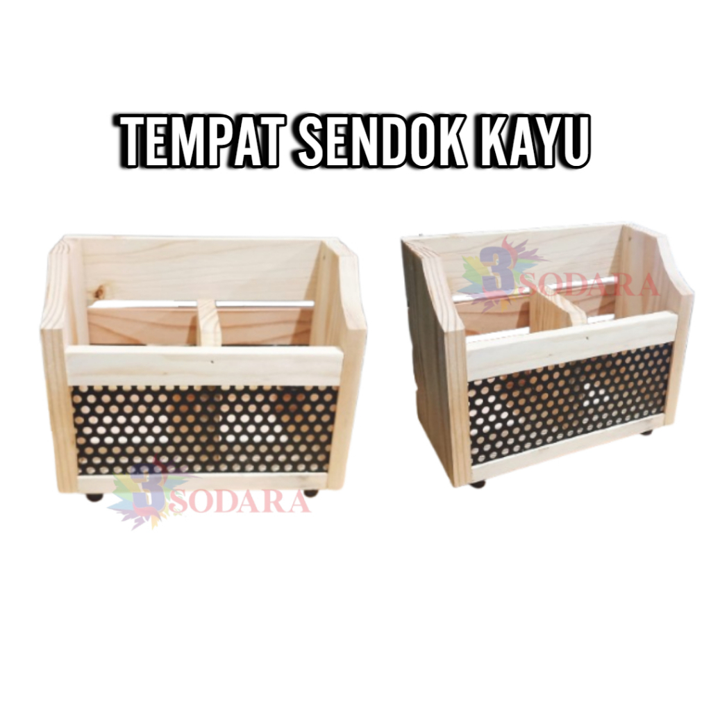Tempat Sendok Kayu Jati Wadah Sendok Garpu Kayu