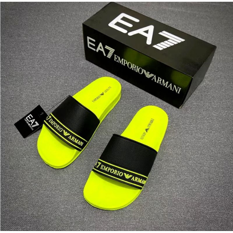 NEW SANDAL EA7 PRIA||SLIDER ON MODEL TERBARU||HIGH QUALITY||PREMIUM SLIP ON EA7 INCLUD BOXXX
