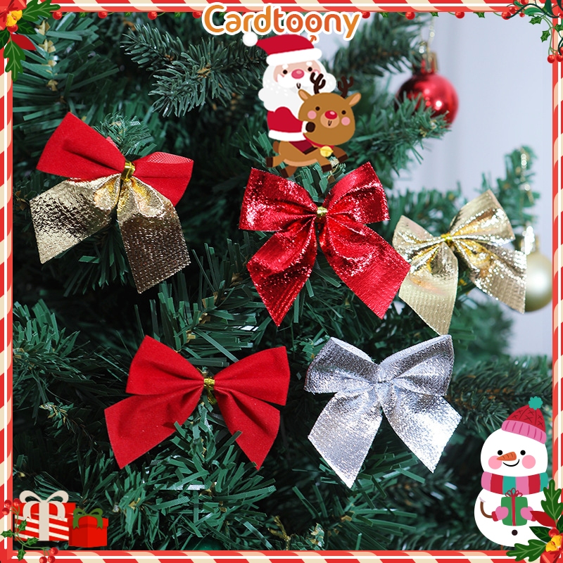 

12 pcs Pita Natal Mini Hiasan Dekorasi Christmas Ribbon Bow Ornamen Xmas