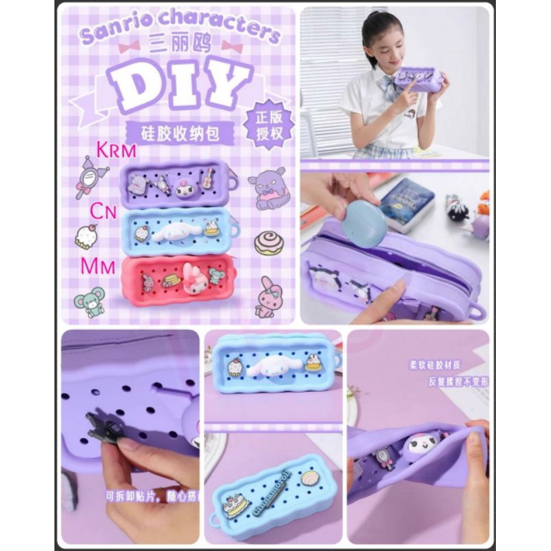 

Tempat pensil silicon / dompet pensil jelly melody kuromi cinnamoroll 20x7x8