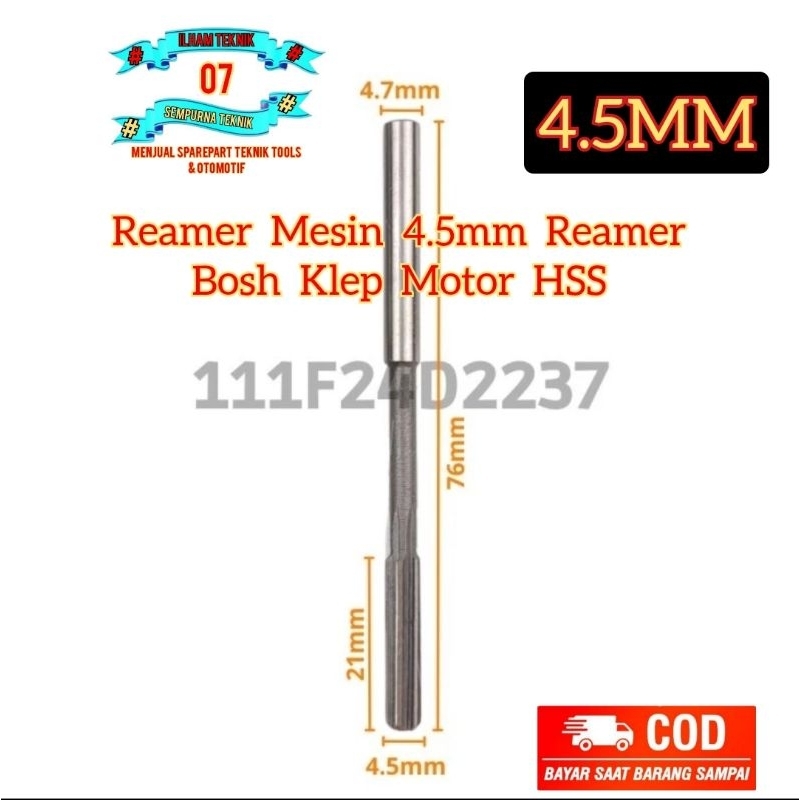 Reamer Mesin 4.5mm Reamer Bosh Klep Motor HSS Bukan Carbide