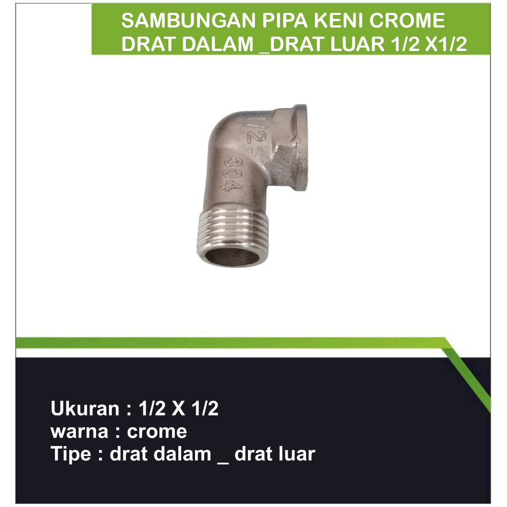 SAMBUNGAN PIPA KENI CROME DRAT DALAM _DRAT LUAR 1/2 X1/2 /SAMBUNGAN PIPA