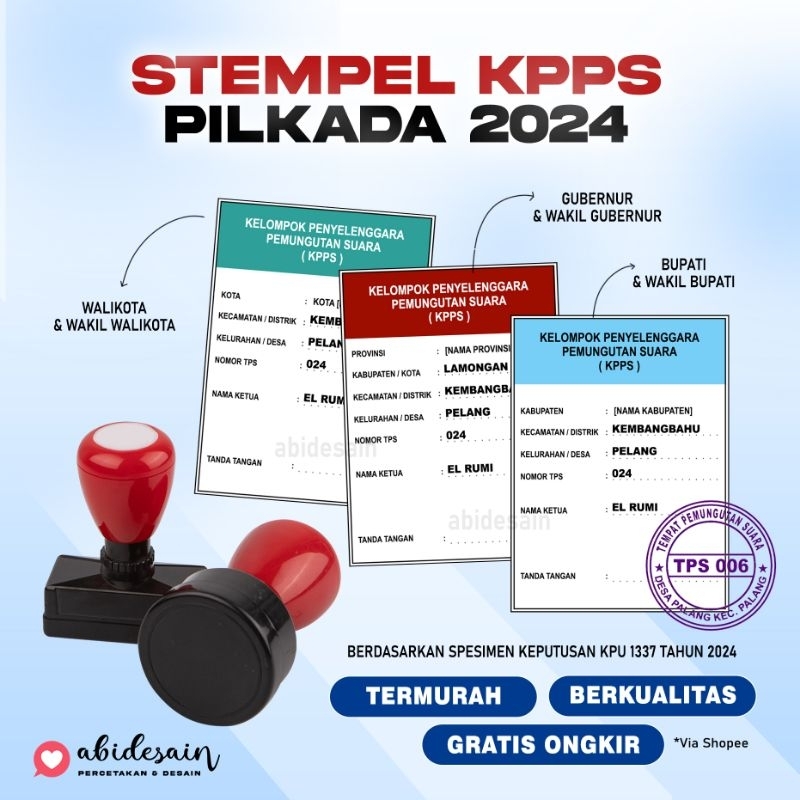 

STEMPEL KPPS SURAT SUARA PILKADA - PAKET FREE TINTA