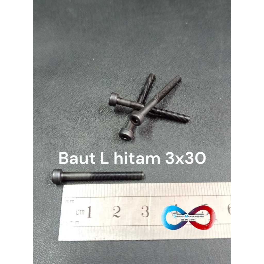 Baut L Baja 3x30 mm / Baut L Hitam