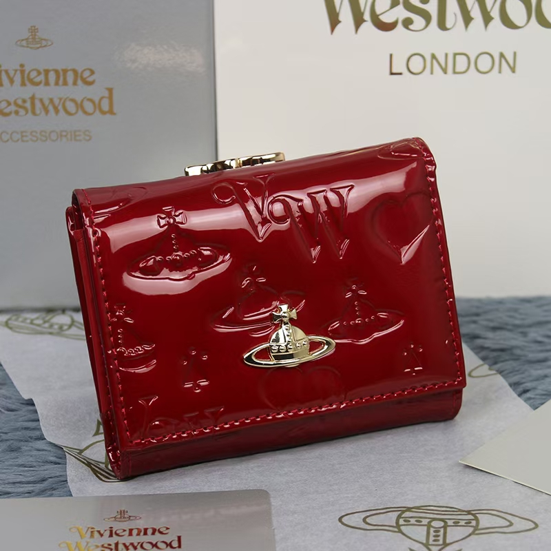 Vivienne Westwood smooth cowhide pressed heart burgundy wallet folding card holder