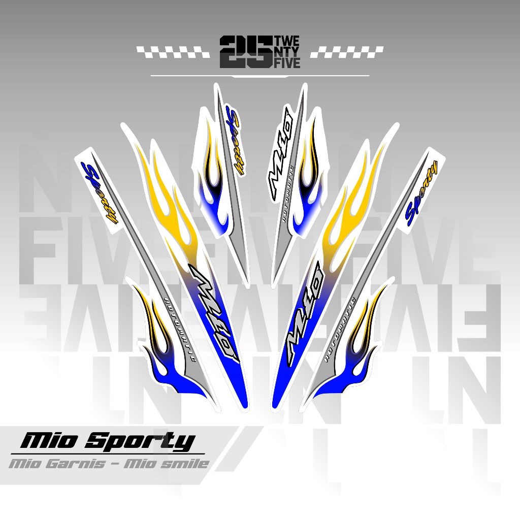 STRIPING MIO SPORTY API/VARIASI 8/DASAR PUTIH/STIKER MIO SPORTY/MIO SMILE/STRIPING MIO API/STIKER MO