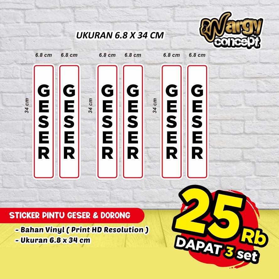

Sticker stiker pintu tarik , dorong , geser