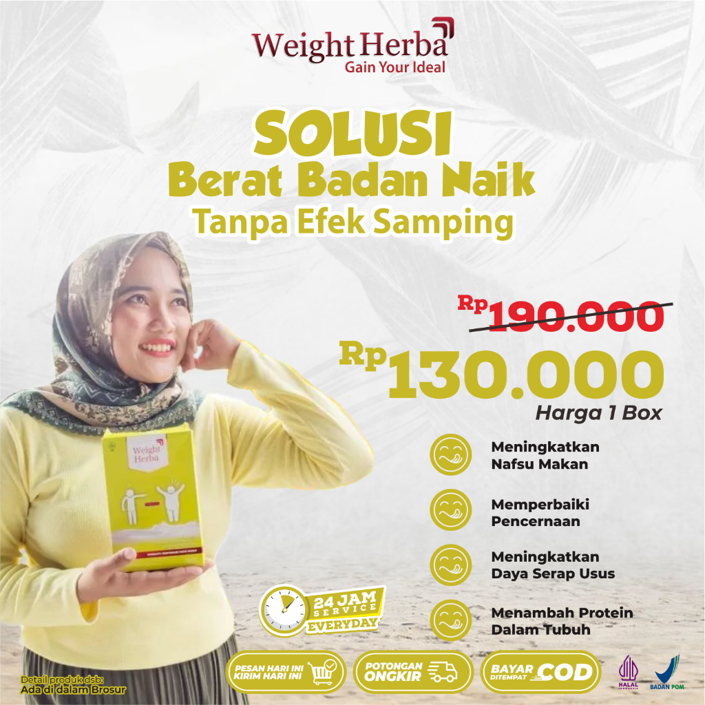 

(1 BOX) Weight Herba : Susu Penggemuk Badan Tanpa Gula & Tanpa Olahraga Isi 200gr Terbaik