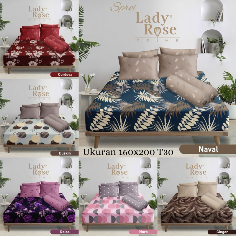 Sprei Lady Rose Prime QUEEN Tinggi 30 / Sprei Lady Rose 160x200 B4 / Sprei Lady Rose Queen B4 ukuran