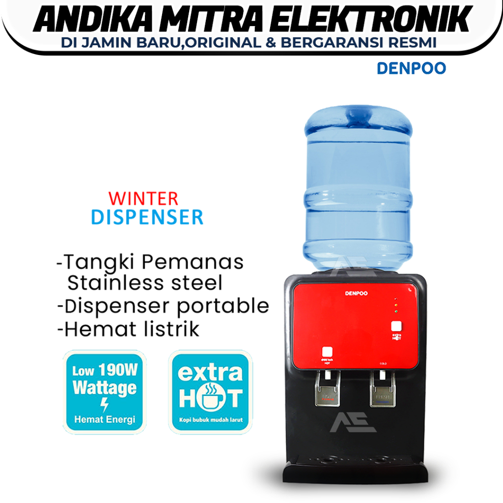Dispenser Meja Panas Dan Dingin Denpoo  Winter Low Watt 190 Watt