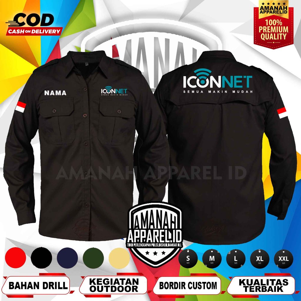KEMEJA ICONNET/KEMEJA HITAM PANJANG/KEMEJA PANJANG ICONNET/ICONNET