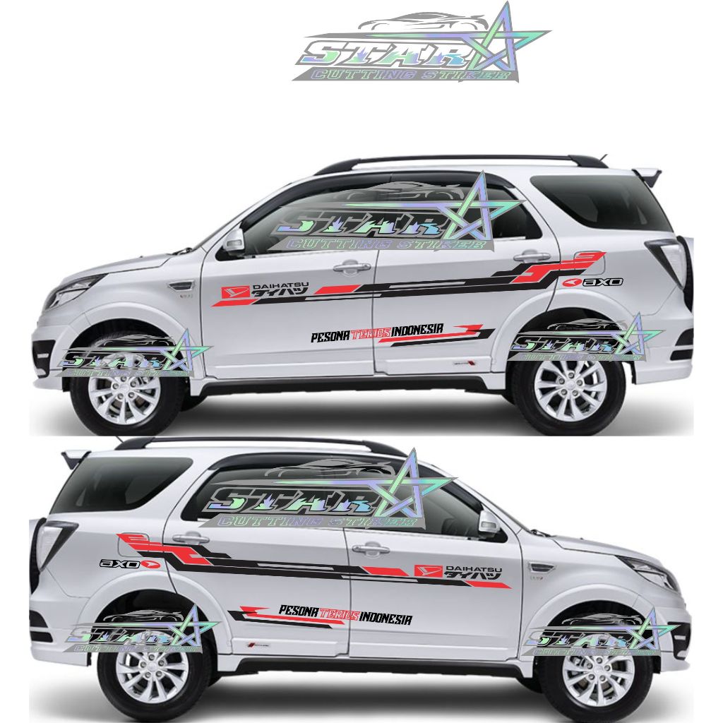 Terbaru stiker Mobil Terios Rush Stiker Striping WRC Stiker mobil Terios Rush Terlaris
