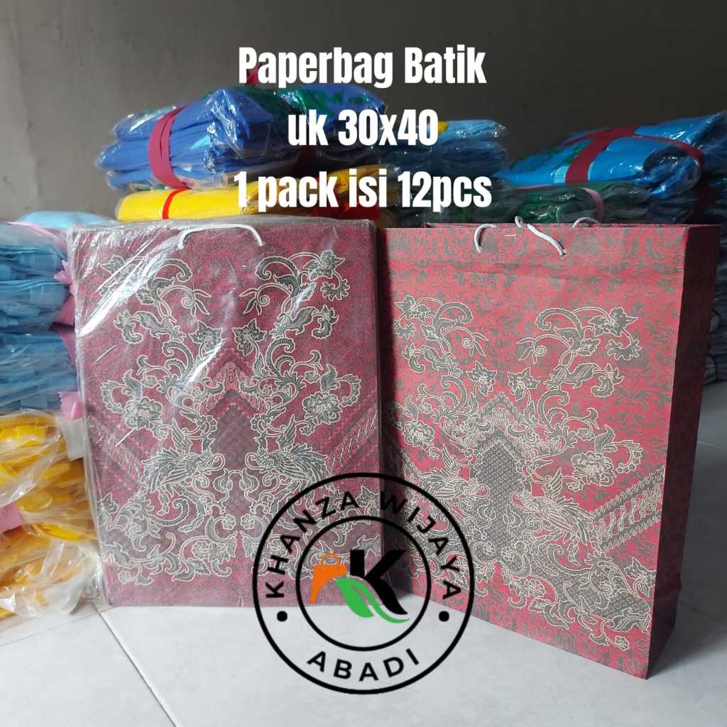 

Paperbag Motif Batik Uk 30x40/ Paperbag Batik / Lusinan (isi 12Pcs) / flyshop91