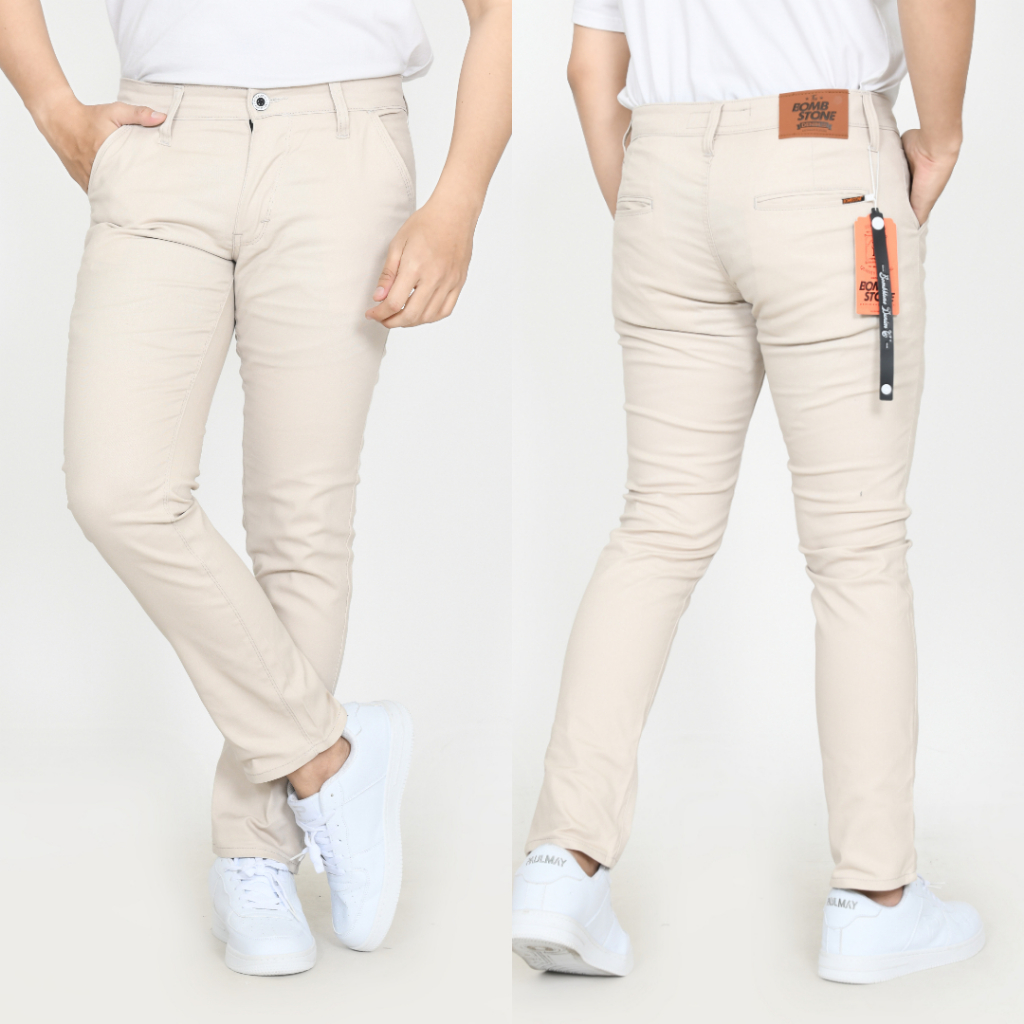 PIG WOOD Celana Chinos Pria Slimfit Celana Chino Panjang Pria Bahan Stretch