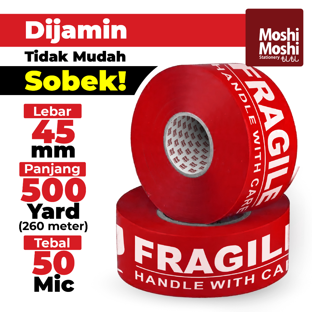 

gk Lakban Fragile Moshi 2 inch Yard Isolasi Tape Perekat Kuat