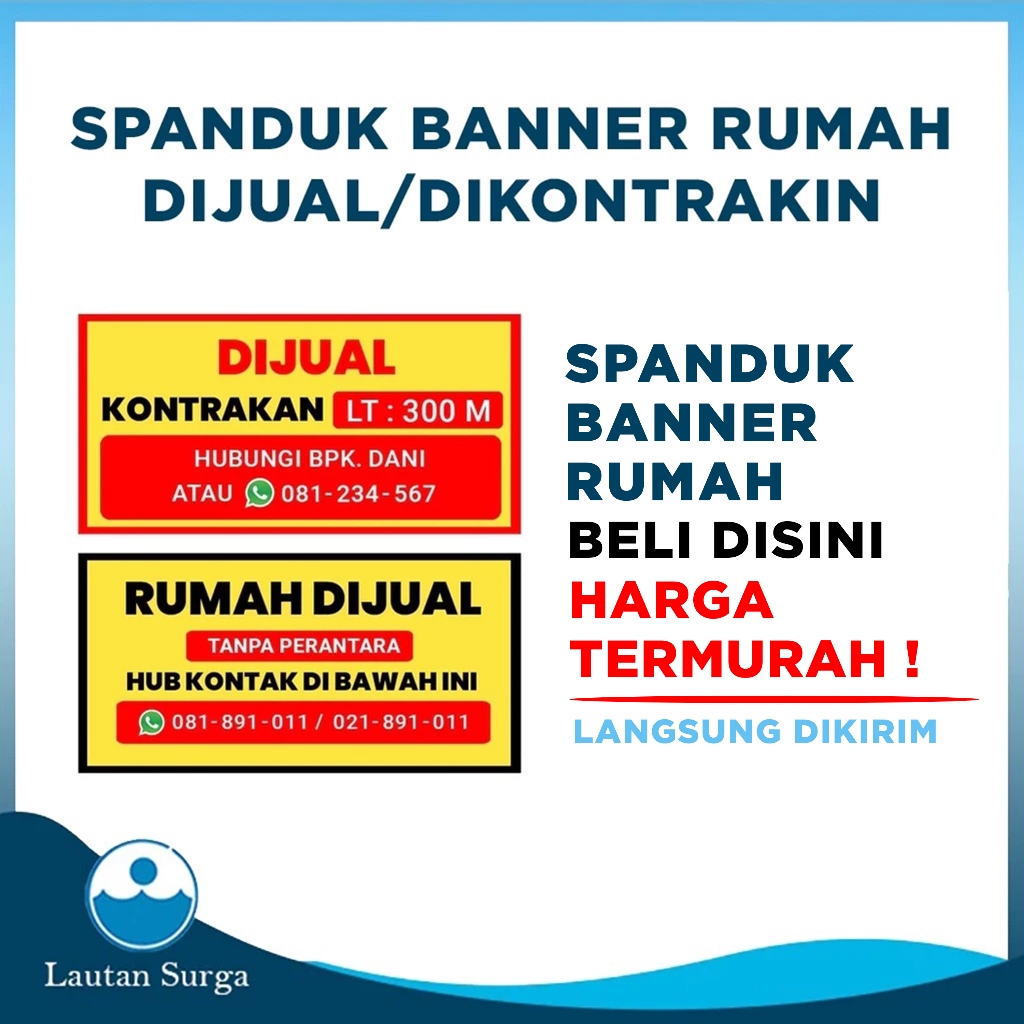 Spanduk Rumah Dijual / Rumah Disewakan / Rumah Dikontrakan Murah / Banner Rumah Dijual Dikontrakan D