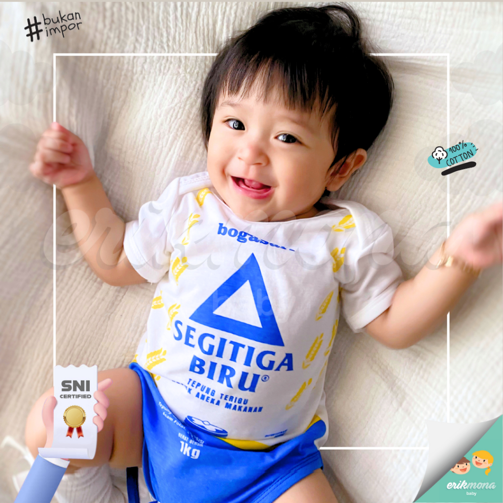 Ermon Baby - Jumper Bayi Laki Laki Perempuan Jumper Baby Cowok Cewek Lucu Model Tepung Segitiga Biru