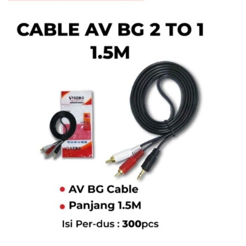 jek rca 2x1 panjang 1.5m.kabel rca salon ke hp