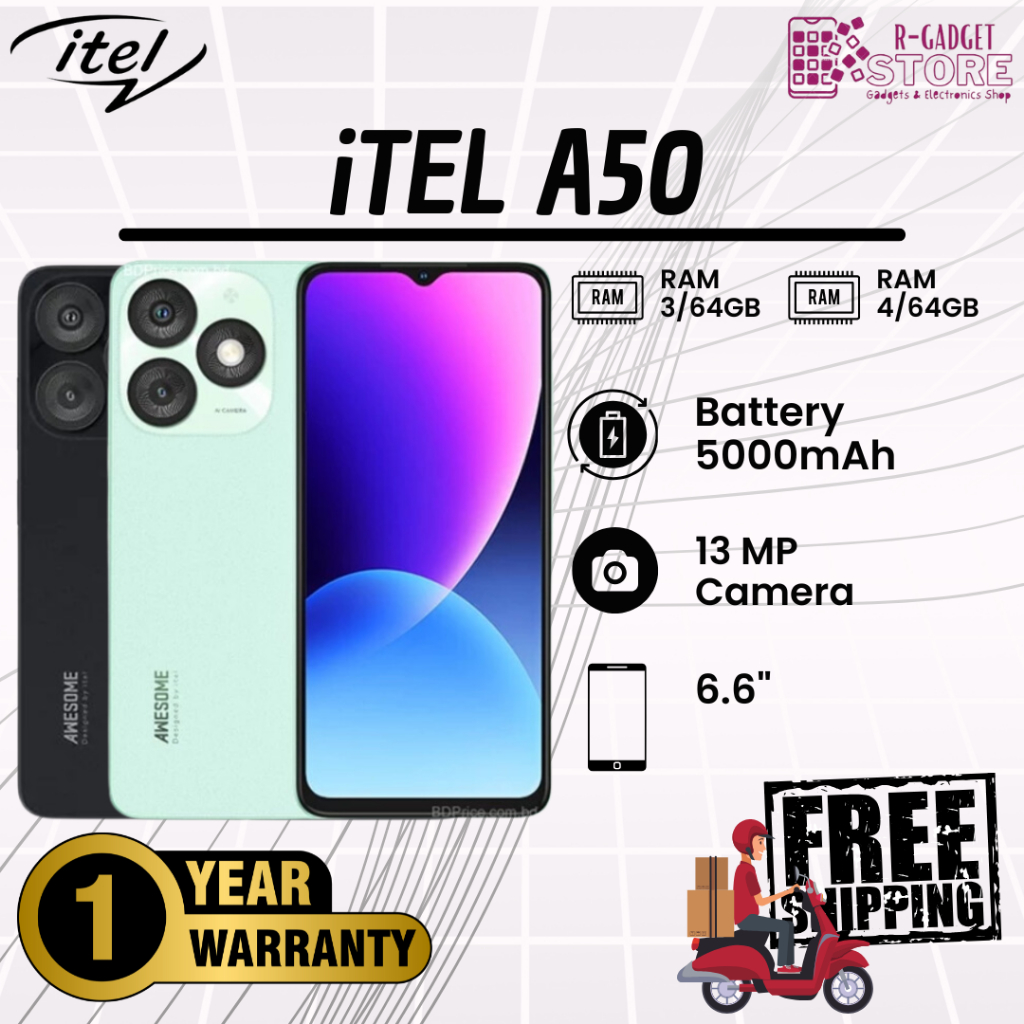 ITEL A50 [3/64GB] [4/64GB] || GARANSI RESMI || NON REPACK