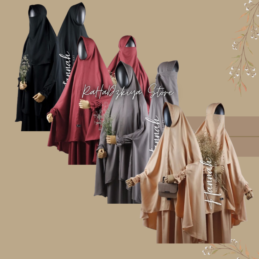 Gamis syar'i set khimar cadar ready stok size L XL Hannah by Jubah Akhwat bs COD