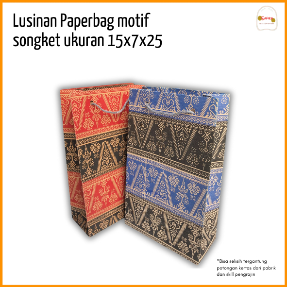 

[LUSINAN] PAPERBAG SOUVENIR PERNIKAHAN MOTIF SONGKET UK 15 × 25/ PAPERBAG BAHAN CRAFT MURAH