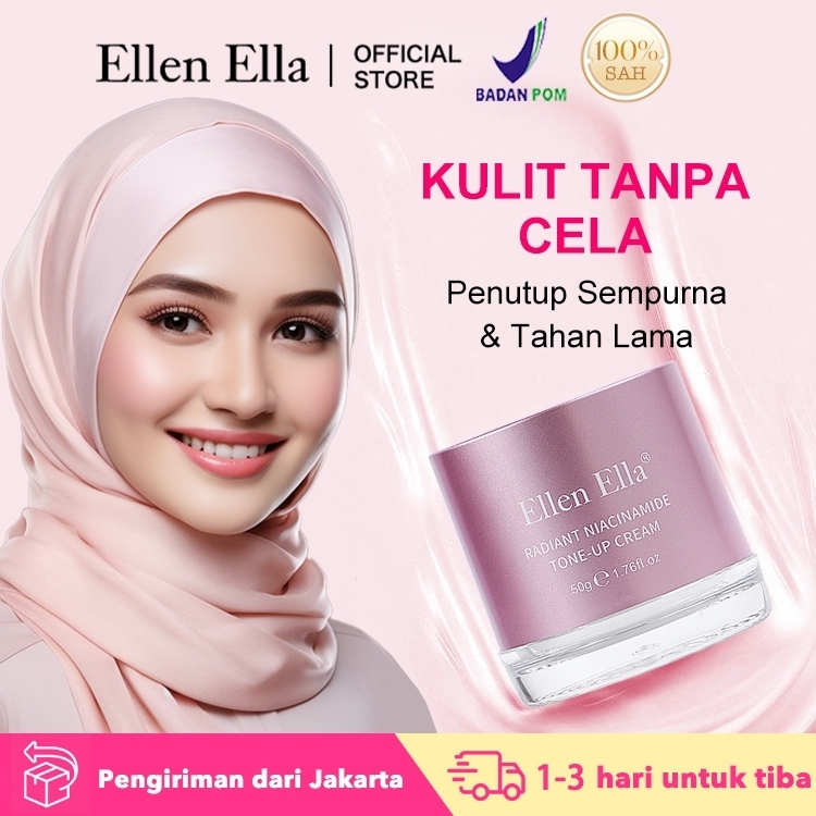 [BPOM] ELLEN ELLA 3 in 1 Niacinamide Tone Up Cream 50g SPF25+ PA++ Facial Moisturizing Sunscreen Pem
