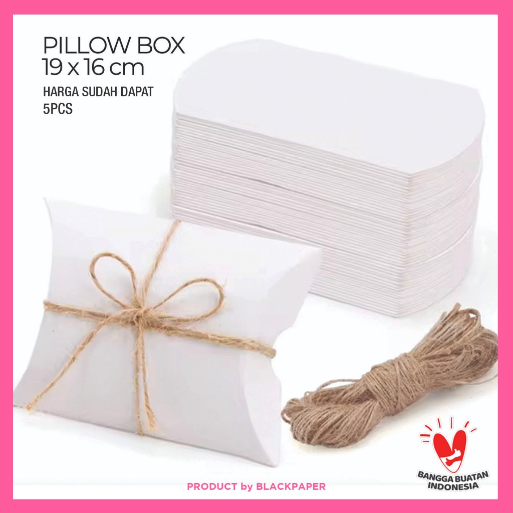 

HARGA 5 PCS - PILLOW BOX PUTIH TEBAL TERMURAH 19x16 PILLOW BOX JUMBO PUTIH / Kotak Bantal Hadiah Tebal Premium