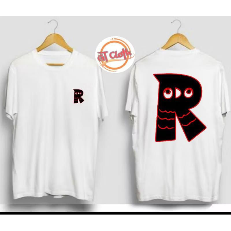 "KAOS DISTRO INISIAL HURUF R / KAOS CUSTOM / UNISEX BAHAN COTTON COMBED 30S