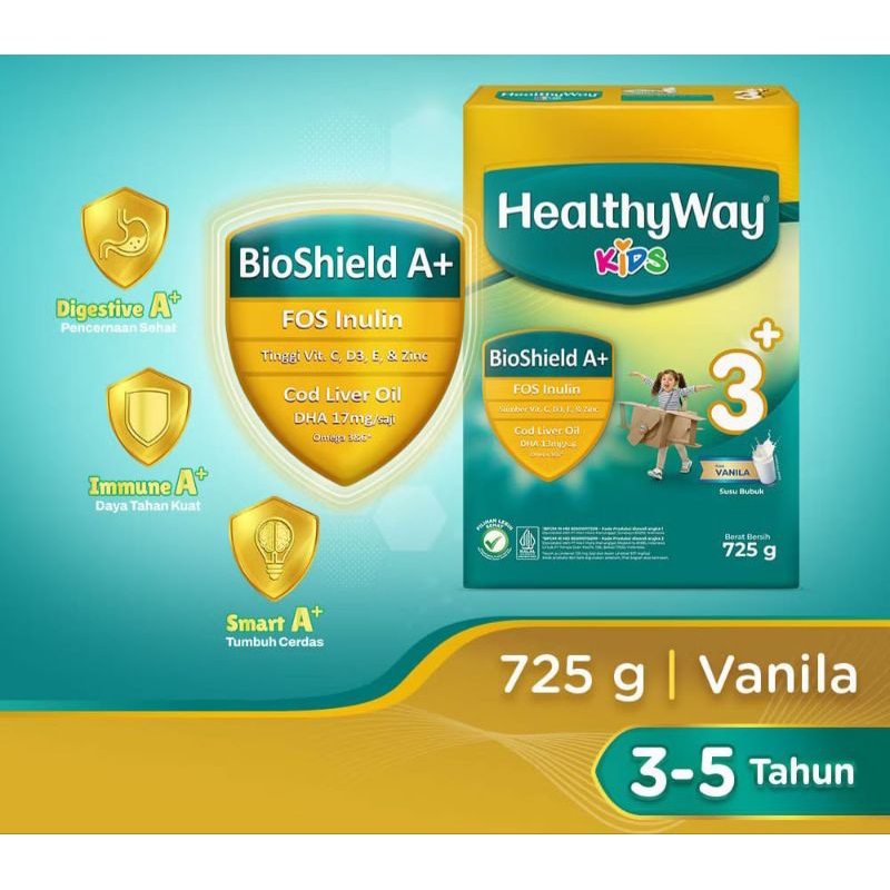 

HealthyWay Kids 3+ Vanila | Madu 725g 1Box Susu Bubuk