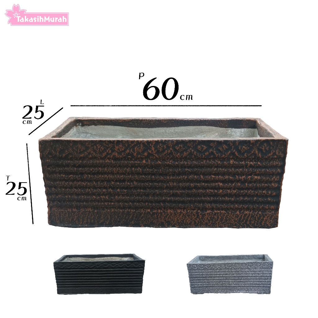 Pot Panjang 60 cm Semen - Pot Minimalis Panjang - Dengan piliahan Warna