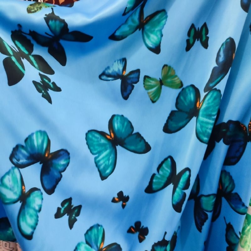 kain satin silk motif - bahan kain meteran - kain piyama