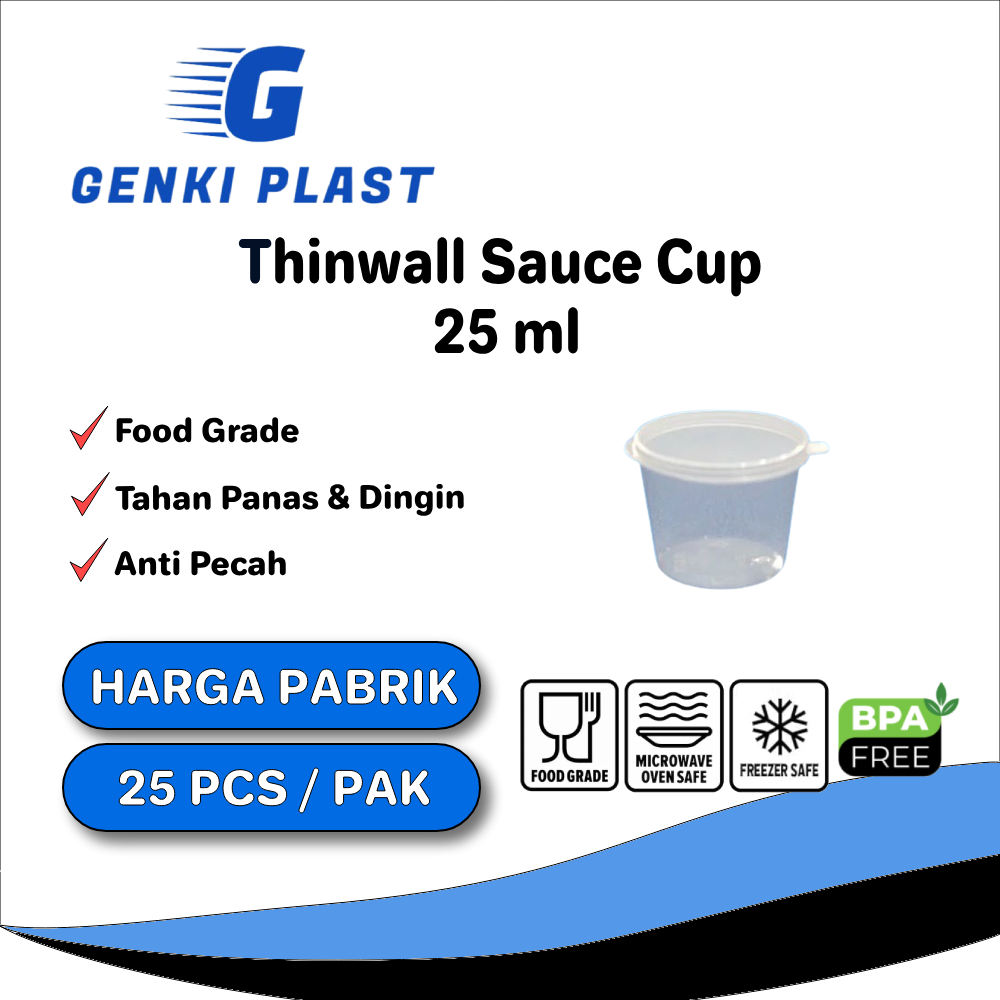 Tempat Saus 25 ml Plastik / Tempat Saos Sambal kecil 25ML PREMIUM Grosir / Thinwall Sauce Cup