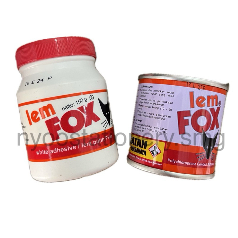 

LEM SERBAGUNA FOX LEM PUTIH PVAC 150 GRAM LEM KALENG 70 GRAM