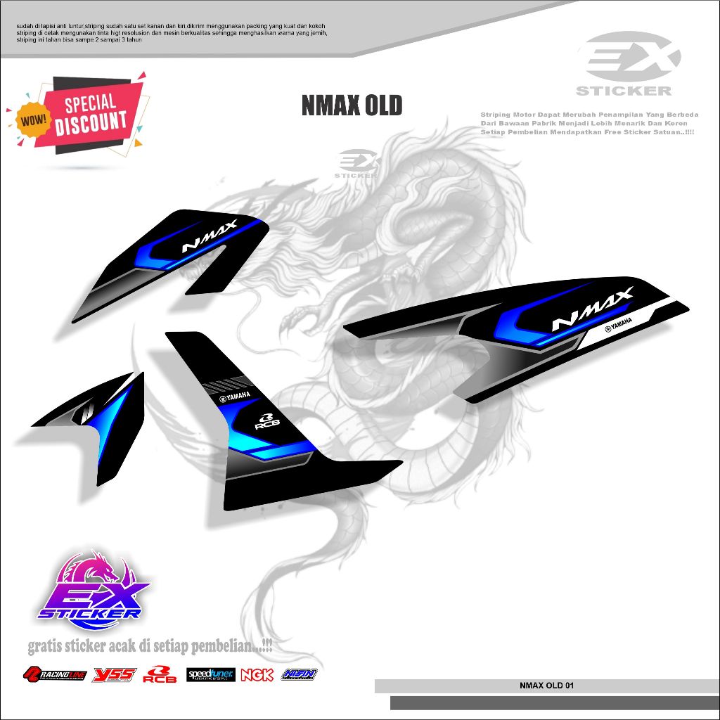 Striping NMAX OLD - Striping Yamaha NMAX Lama style simple kode 01